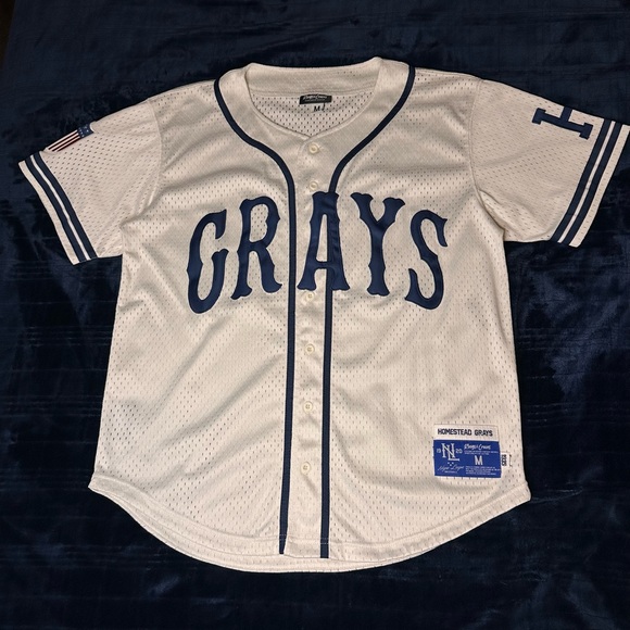 #20 Homestead Grays Mesh Button Down Jersey - Picture 1 of 12